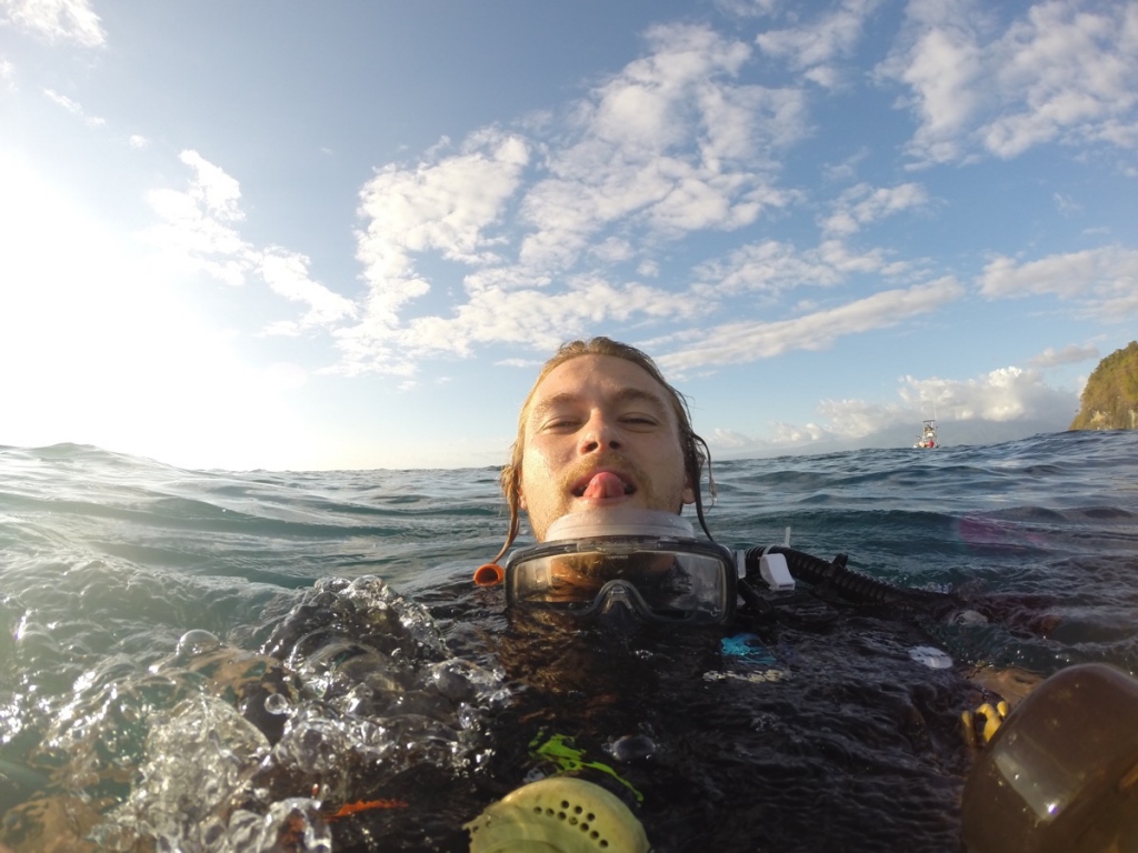 Reverse shot of camera using proper water housing