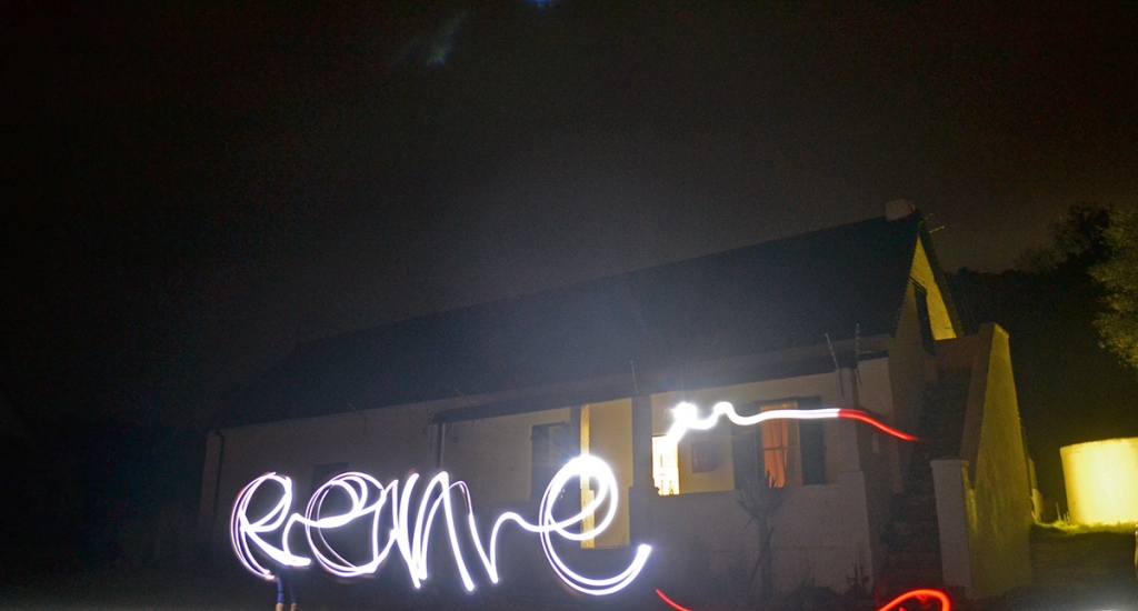 Light painting in the darkness of night.